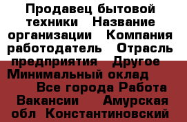 Продавец бытовой техники › Название организации ­ Компания-работодатель › Отрасль предприятия ­ Другое › Минимальный оклад ­ 25 000 - Все города Работа » Вакансии   . Амурская обл.,Константиновский р-н